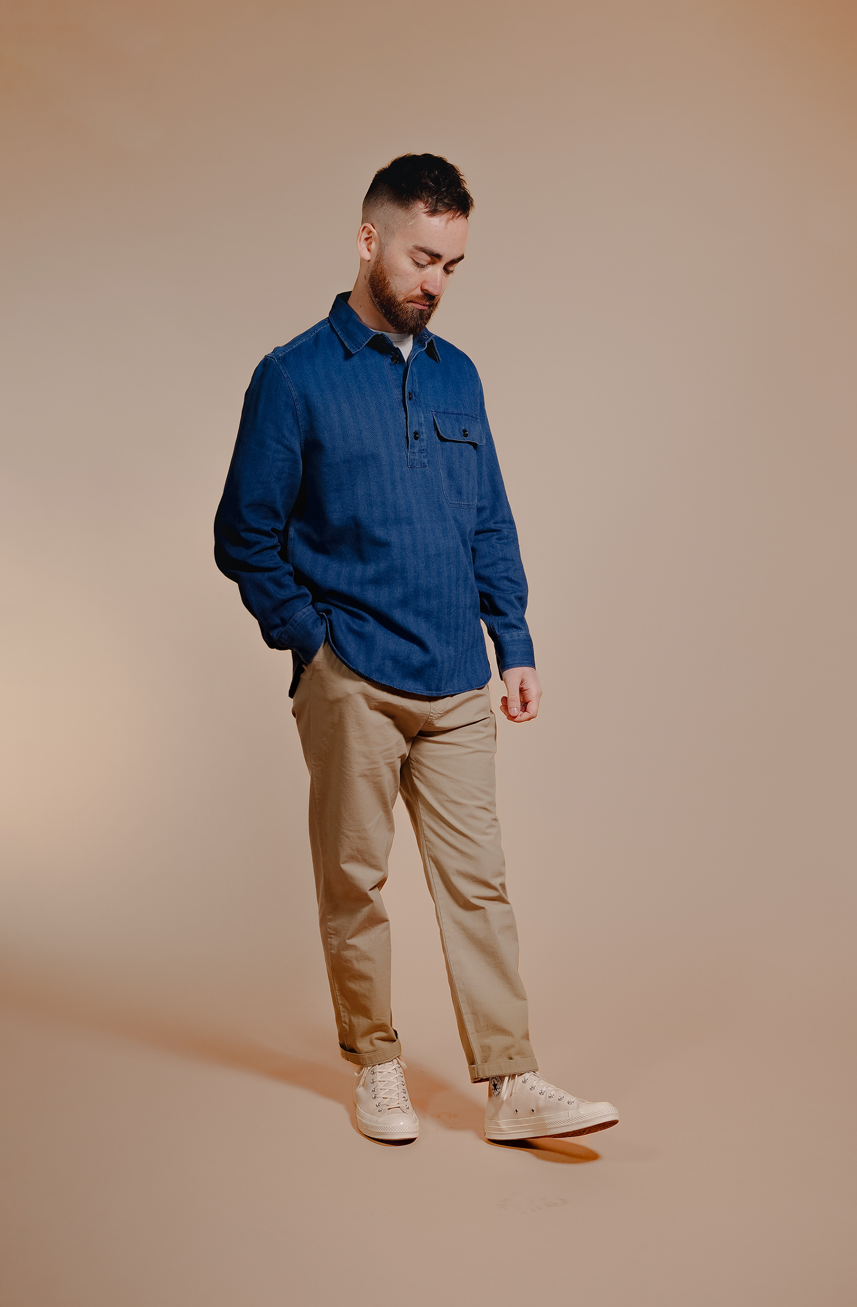 Washed Indigo Popover Shirt