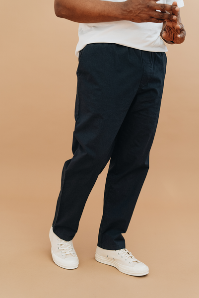 スーツ ORGANIC COTTON DOUBLE PLEATED TROUSERS NavyDrawstringTrouser_3_grande