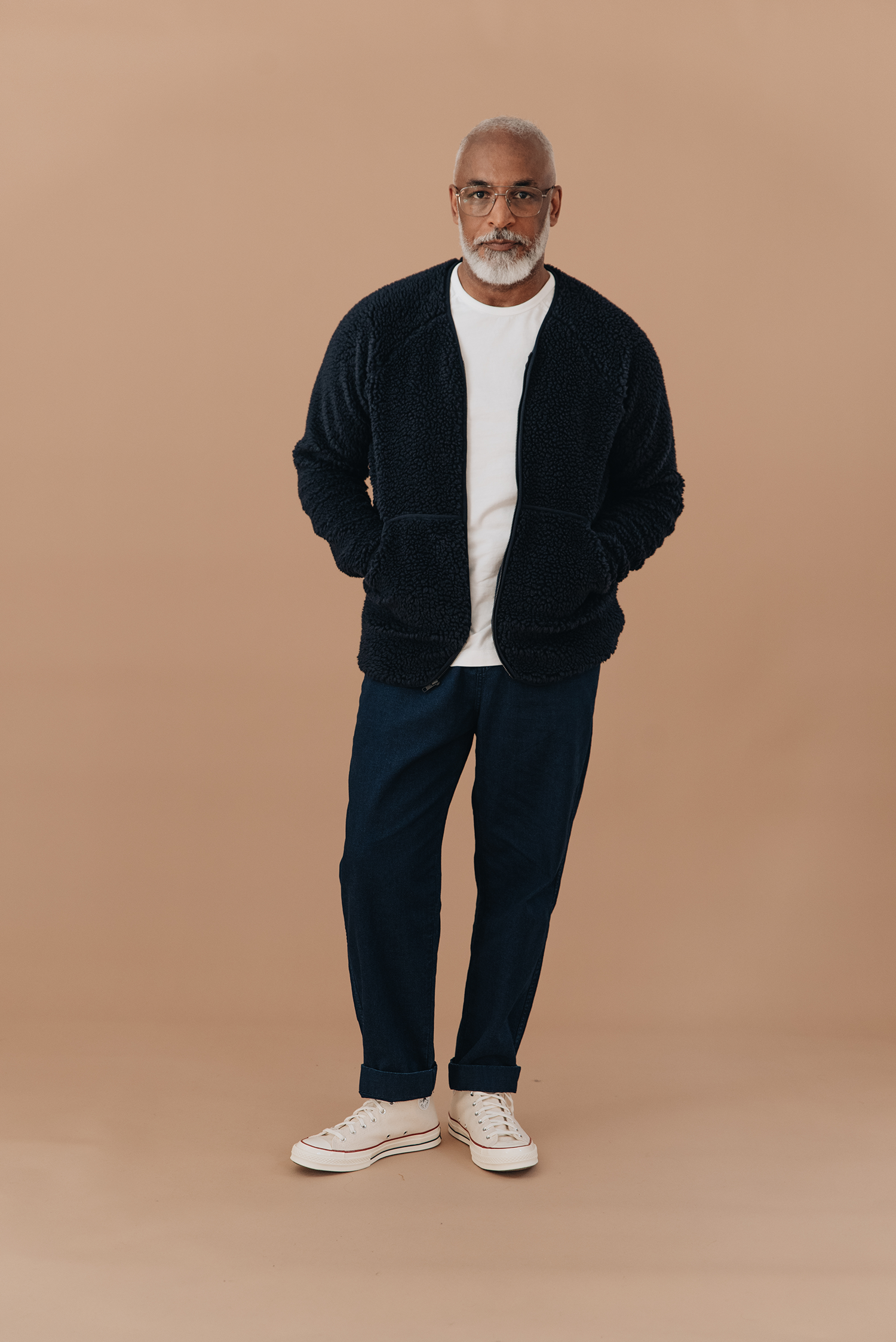 Black pyramid top checkered denim jacket